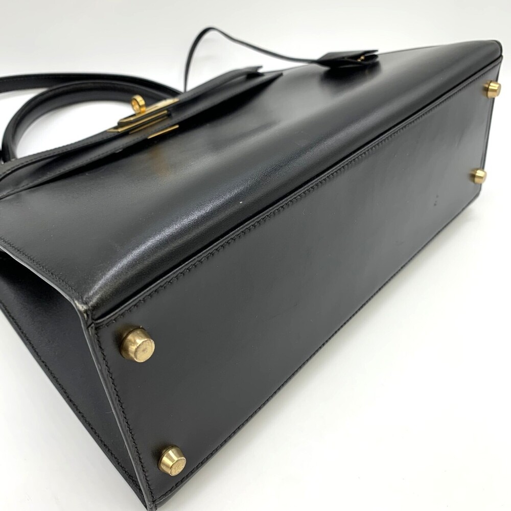 HERMES Kelly 32 Handbag, Sellier stitching, ○Y stamp, Box calf leather, Black... - Picture 2 of 12